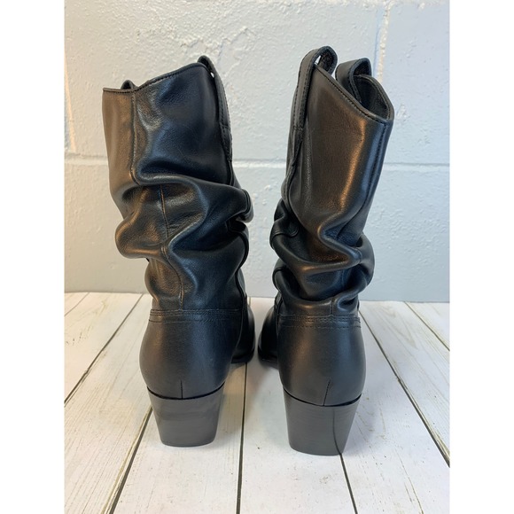 Steve Madden Taos Black Leather Slouch Cowboy Western Boots Women's 9M - Picture 4 of 11